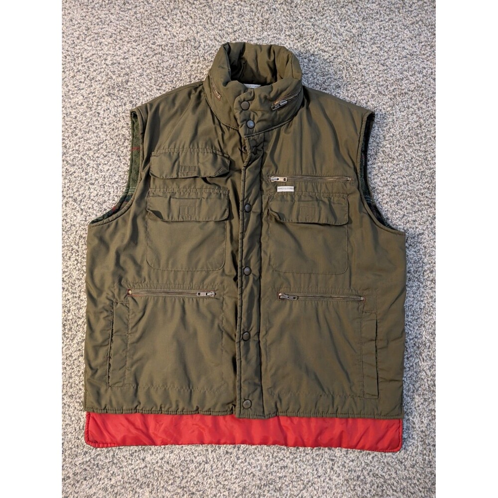 Vtg Windbreaker  Vest Large Utility 8  pocket hood Full Zip  Fishing Hunting
